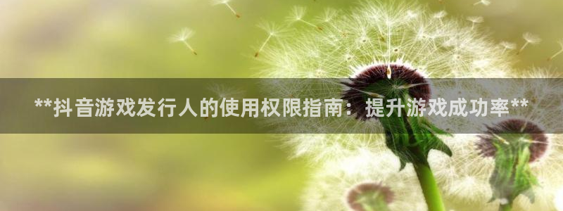 新城平台某7O777：**抖音游戏发行人的使用权限指南：提升游戏成功率**
